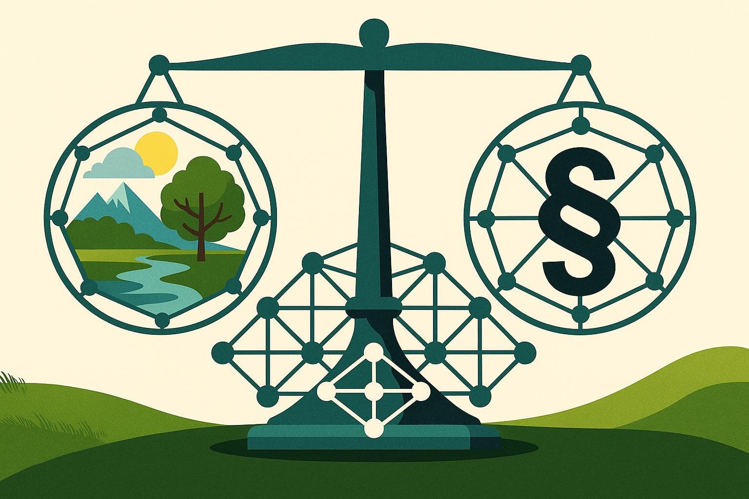 Blick über bewaldete Berglandschaft unter bewölktem Himmel